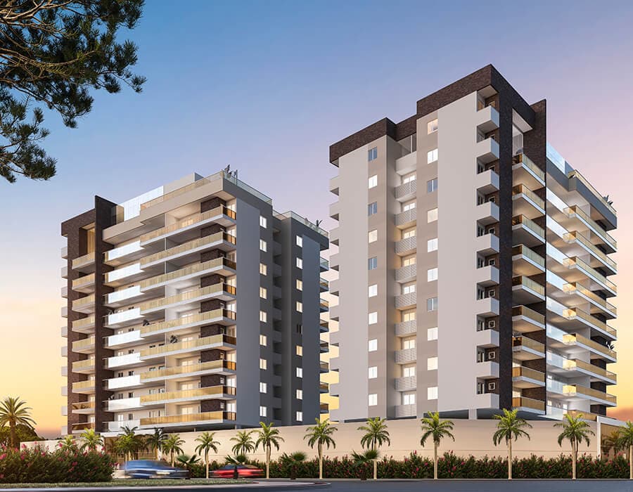 Fachada do Next Residence, em Alphaville Jacuhy