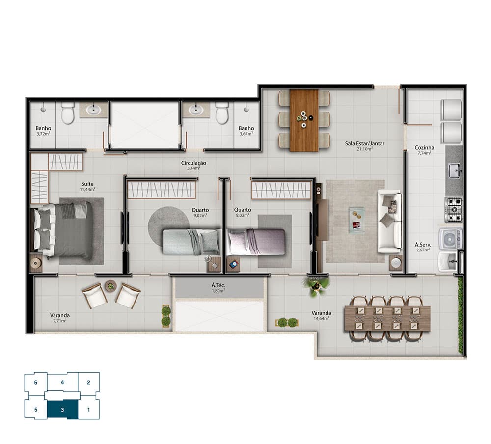 Planta Tipo 03 do Next Residence